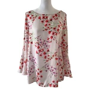 Banana Republic medium blouse floral bell sleeves colorful Valentines day